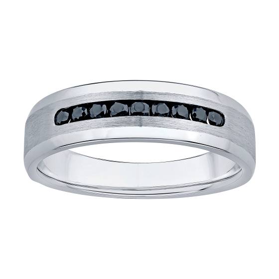 0.25ct Mens Black Diamond Bezel Set Eternity Ring