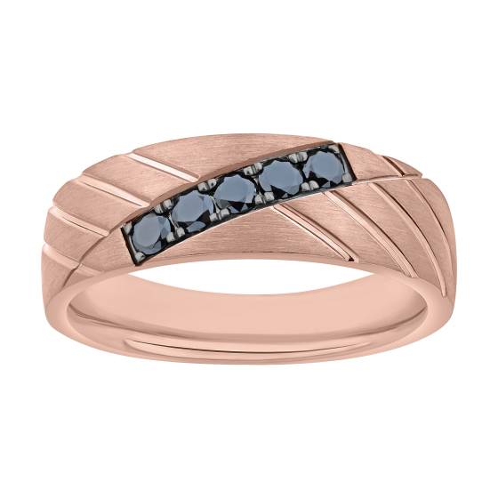 0.30ct Mens Black Diamond Bezel Set Eternity Ring