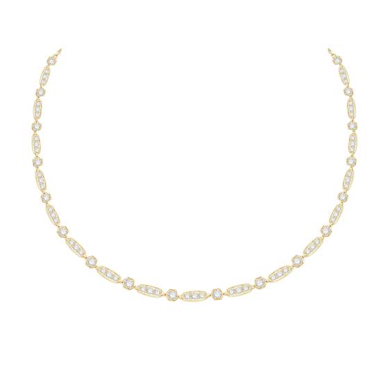 5ct Round Diamond Bezel Set Designer Chain Necklace