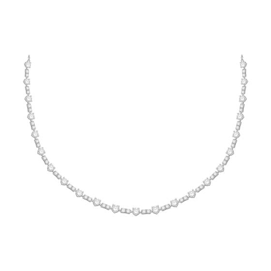 7ct Round Diamond Three Claw Designer Chain Necklace