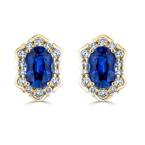 0.90ct Blue Sapphire Vintage Stud Earrings