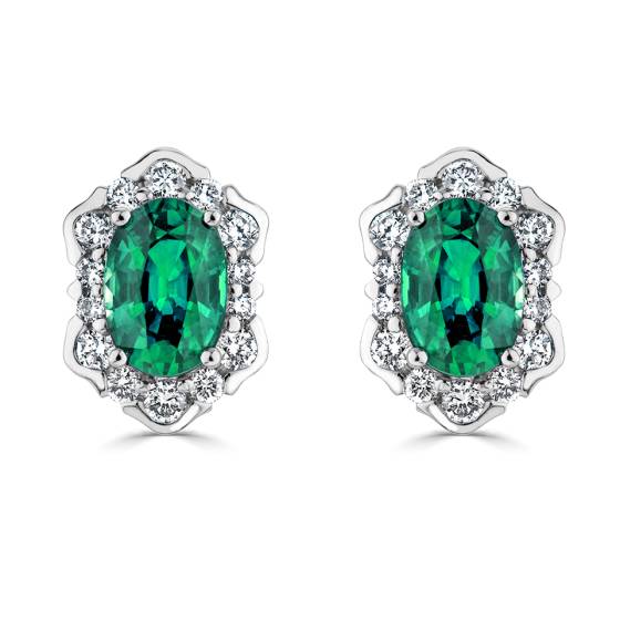 0.75ct Emerald Vintage Stud Earrings
