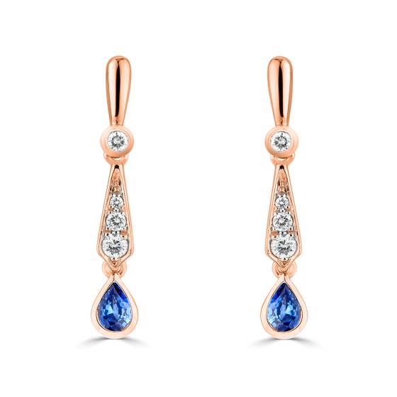 0.65ct Blue Sapphire Kite Drop Earrings