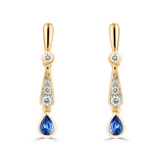 0.65ct Blue Sapphire Kite Drop Earrings