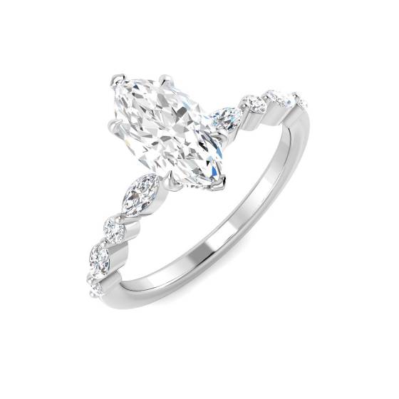 1.37ct VS2/E Marquise Cut Labgrown Diamond Engagement Rings Rings
