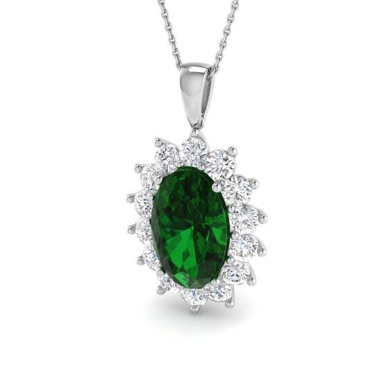 9.09ct Other/AAA Oval Cut Gemstones Diamond Emerald Pendants