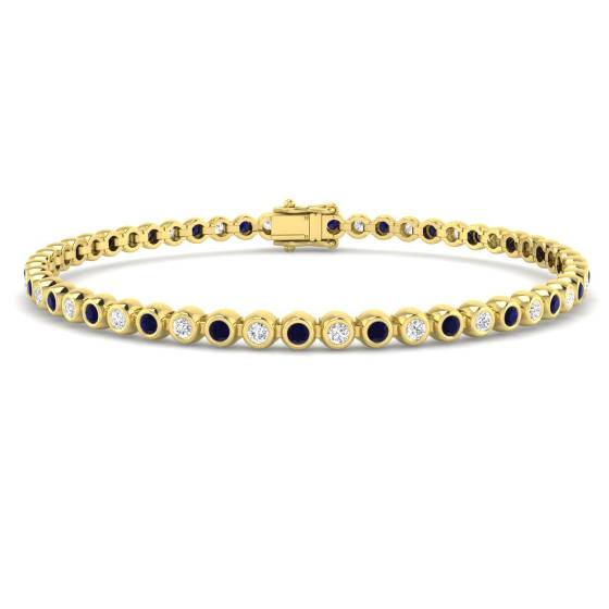 2.24ct VS/Other Round Cut Gemstones Diamond Blue Sapphire Bracelets