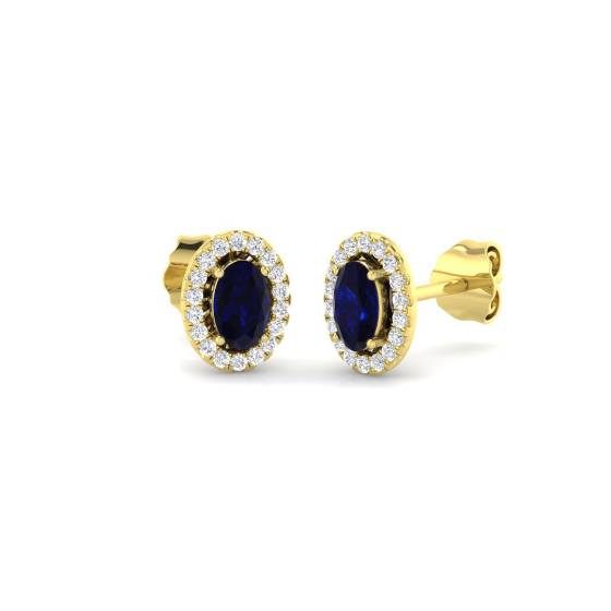 0.82ct Other/AAA Oval Cut Gemstones Diamond Blue Sapphire Earrings