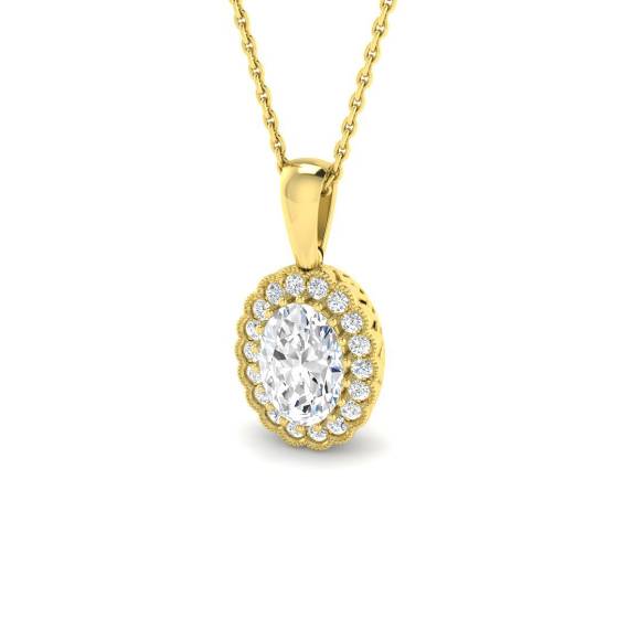 1.19ct VS2/D Oval Cut Labgrown Diamond Halo Pendants