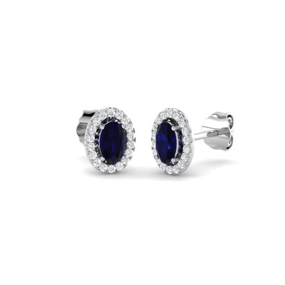 0.82ct Other/AAA Oval Cut Gemstones Diamond Blue Sapphire Earrings