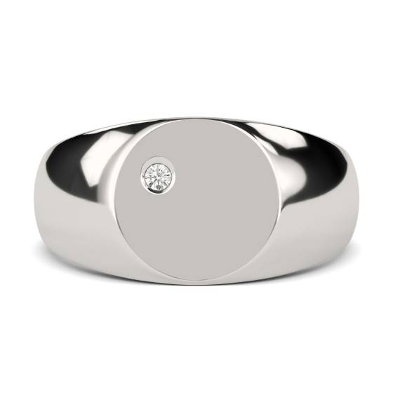 Round Diamond Gents Oval Signet Ring