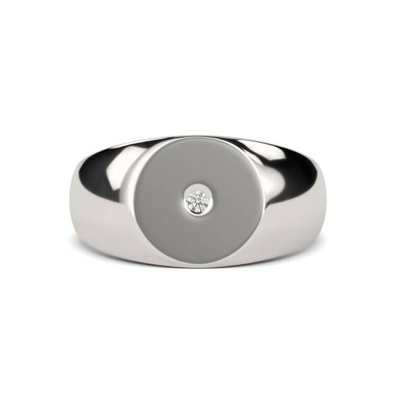 Round Diamond Gents Oval Signet Ring