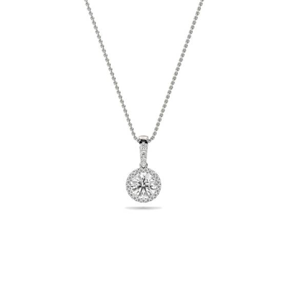 Round Diamond Single Halo Pendant