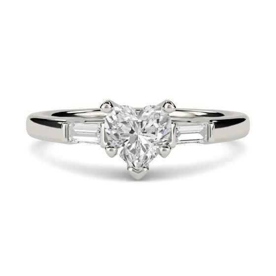 Modern Heart & Baguette Diamond Trilogy Ring