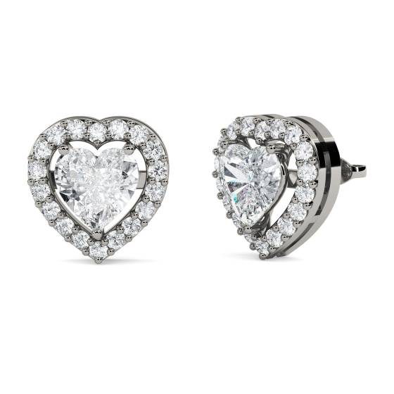 Heart Diamond Single Halo Earrings