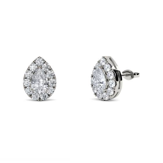 Pear Diamond Single Halo Earrings