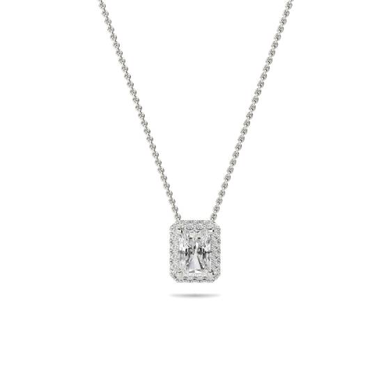 Radiant Shaped Diamond Single Halo Pendant