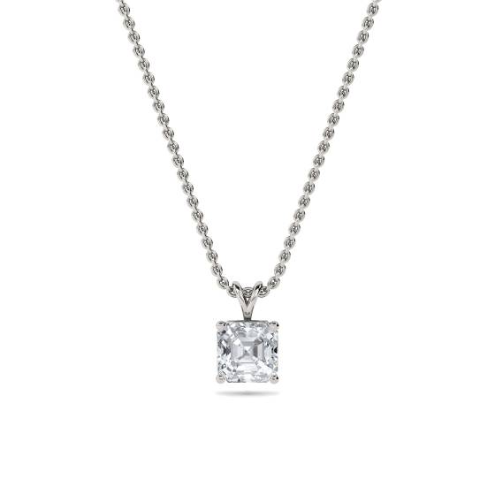 Modern Asscher Diamond Solitaire Pendant