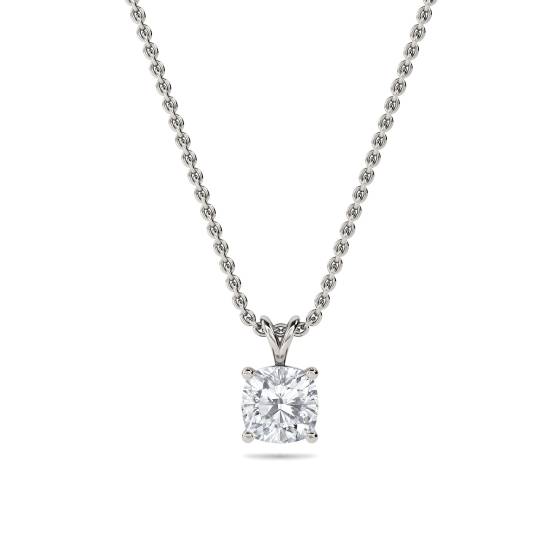 Modern Cushion Diamond Solitaire Pendant