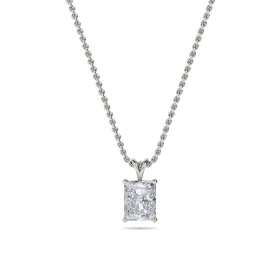 Modern Radiant Diamond Solitaire Pendant
