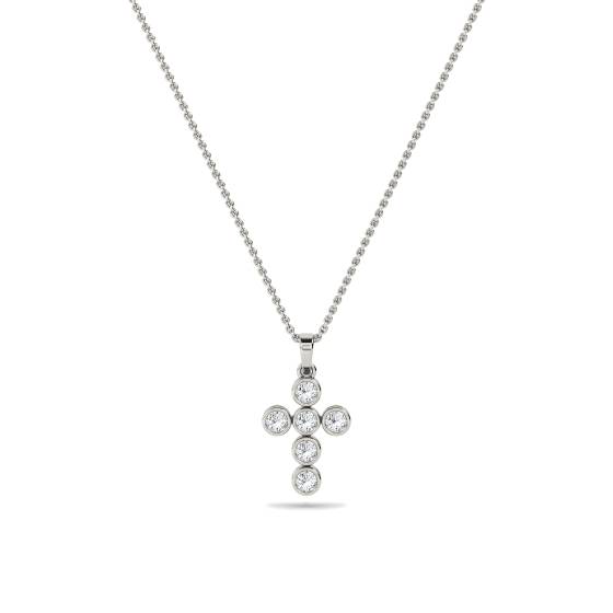 Modern Round Diamond Cross Pendant