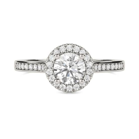Round Diamond Single Halo Shoulder Set Ring