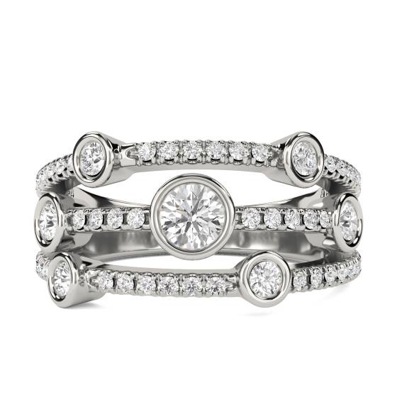 3 Row Round Diamond Bubble Dress Ring