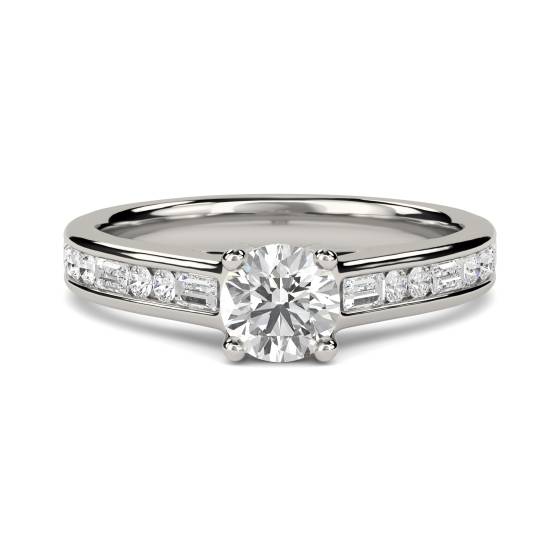 Round Diamond Shoulder Set Ring With Matching Band