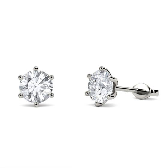 Traditional Round Diamond Stud Earrings