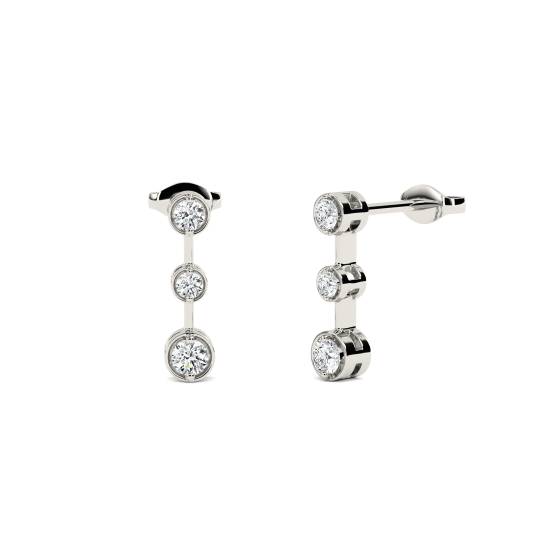 Elegant Round Diamond Drop Earrings
