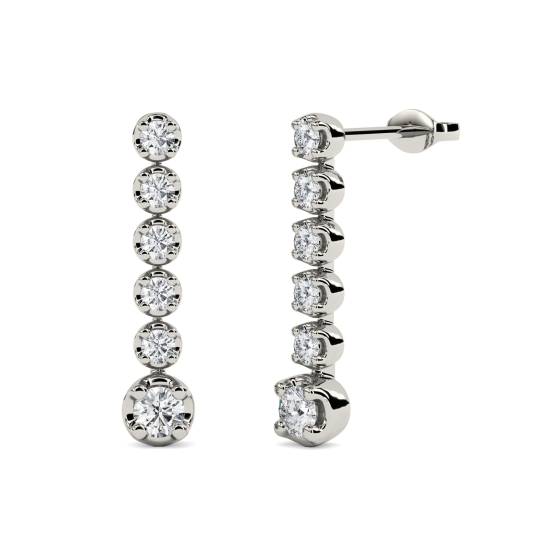 Elegant Round Diamond Drop Earrings