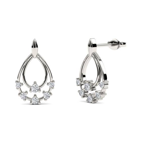 Elegant Round Diamond Drop Earrings