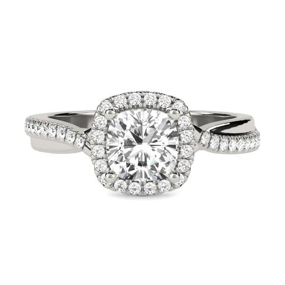 Cushion Diamond Single Halo Shoulder Set Ring