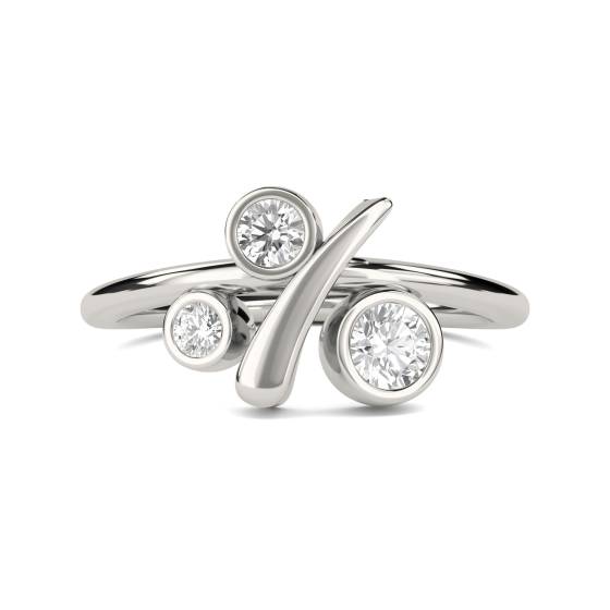 Unique Round Diamond Bezel Set Bubble Dress Ring