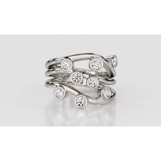 3 Round Diamond Bezel Set Stacking Dress Rings