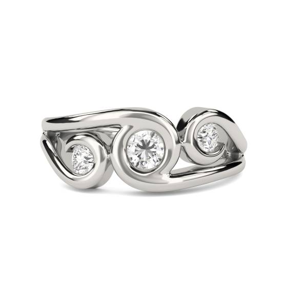 0.50ct Modern Round Diamond Bubble Trilogy Dress Ring