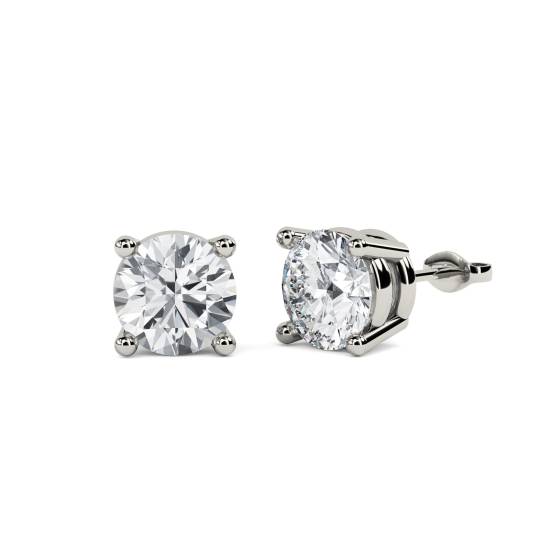 Traditonal Round Diamond Stud Earrings
