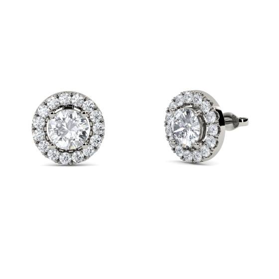 Round Diamond Single Halo Earrings
