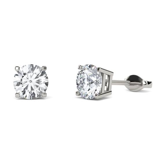 Squared Claw Round Diamond Designer Earrings