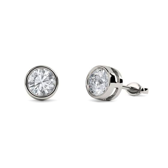 Round Diamond Bezel Set Designer Earrings