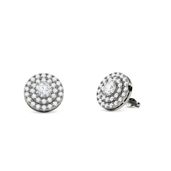 Round Diamond Double Halo Earrings