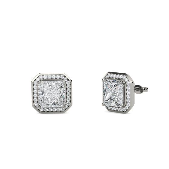 Princess Diamond Single Halo Earrings