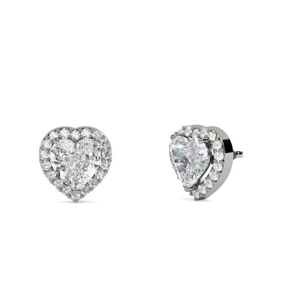 Heart Diamond Single Halo Earrings