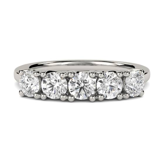 5 Stone Round Diamond Half Eternity Ring