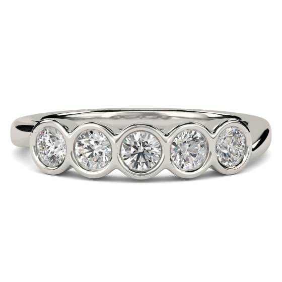 DHHET153 5 Stone Round Diamond Bezel Set Half Eternity Ring
