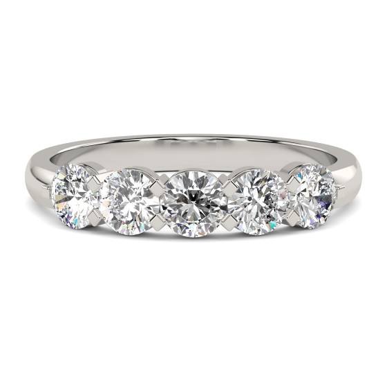 5 Stone Round Diamond Half Eternity Ring