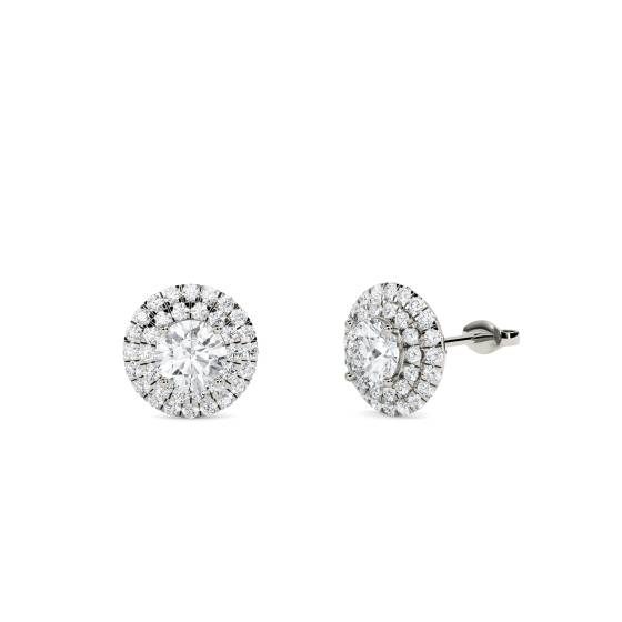 Round Diamond Double Halo Earrings