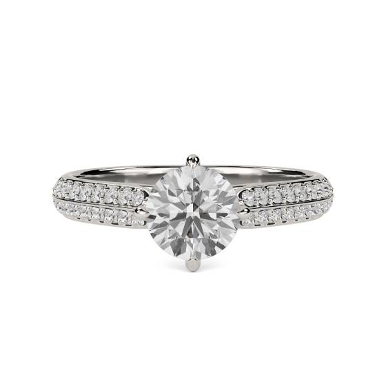 0.60ct VS/F-G Petite Round Diamond Shoulder Set Ring