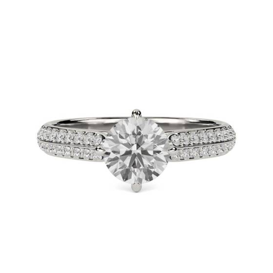 0.56ct VS/F Natural Diamond Shoulder Set Ring