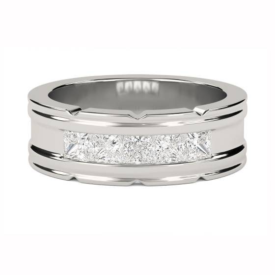 8mm Mens Princess Diamond Ring